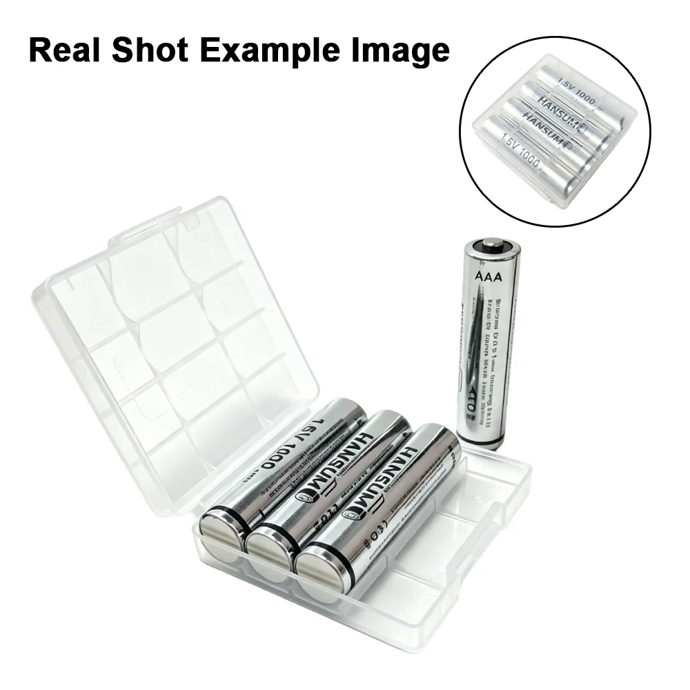 HANSUM 4 Slots Transparent Plastic Battery Storage Box Hard Container Holder Case For AAA Battery Organizer Accessories