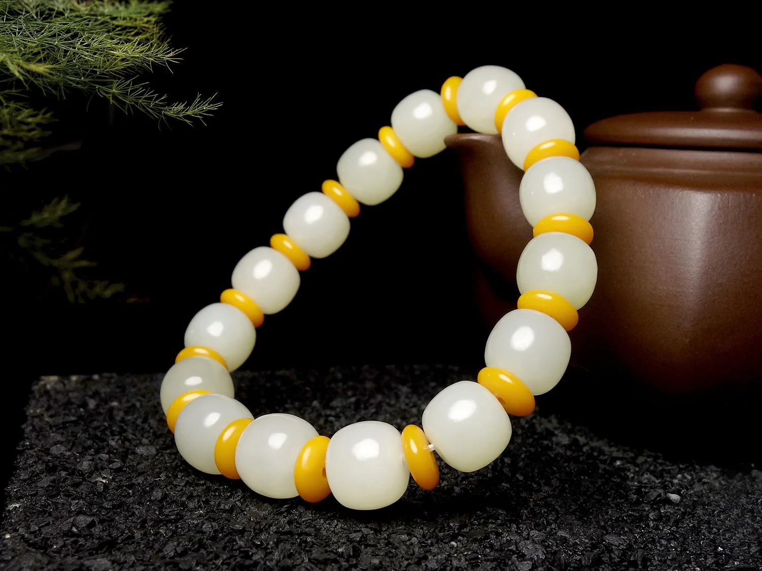 Fine Jewelry Natural Hetian Nephrite Jade Men's and women's Hotan Jade White Jade Old style Bead Barrel Bead Hand String