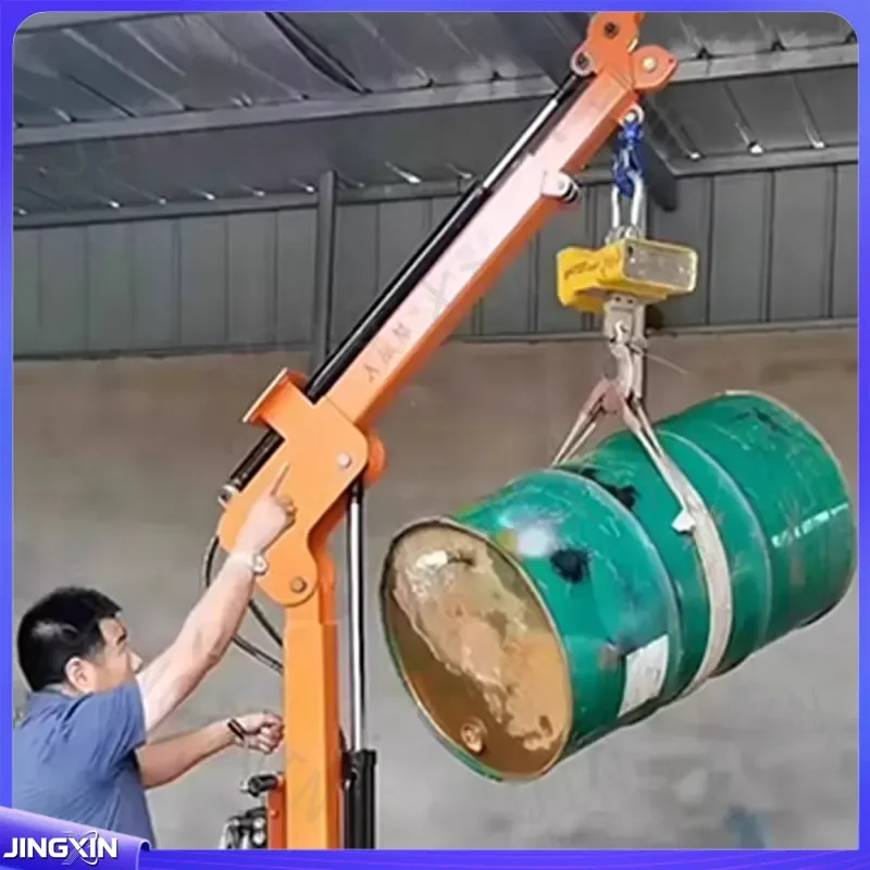 Custom for Small Mobile Hydraulic Crane 1T 1.5T Lifting Hoist Winch Remote Control Rotation Multi Functional Workshop Garage
