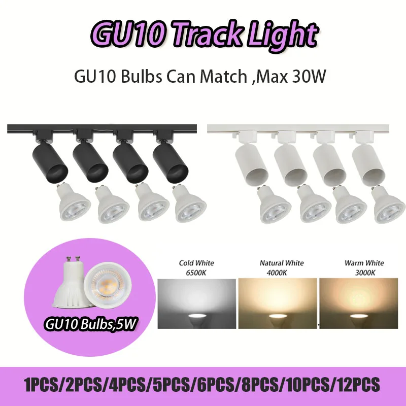 

LED Spot Light GU10 Track Light Sets Bulb Replaceable Rails Lamp Black/White Max 30W Indoor Lamp For Clothing Shop Store Home