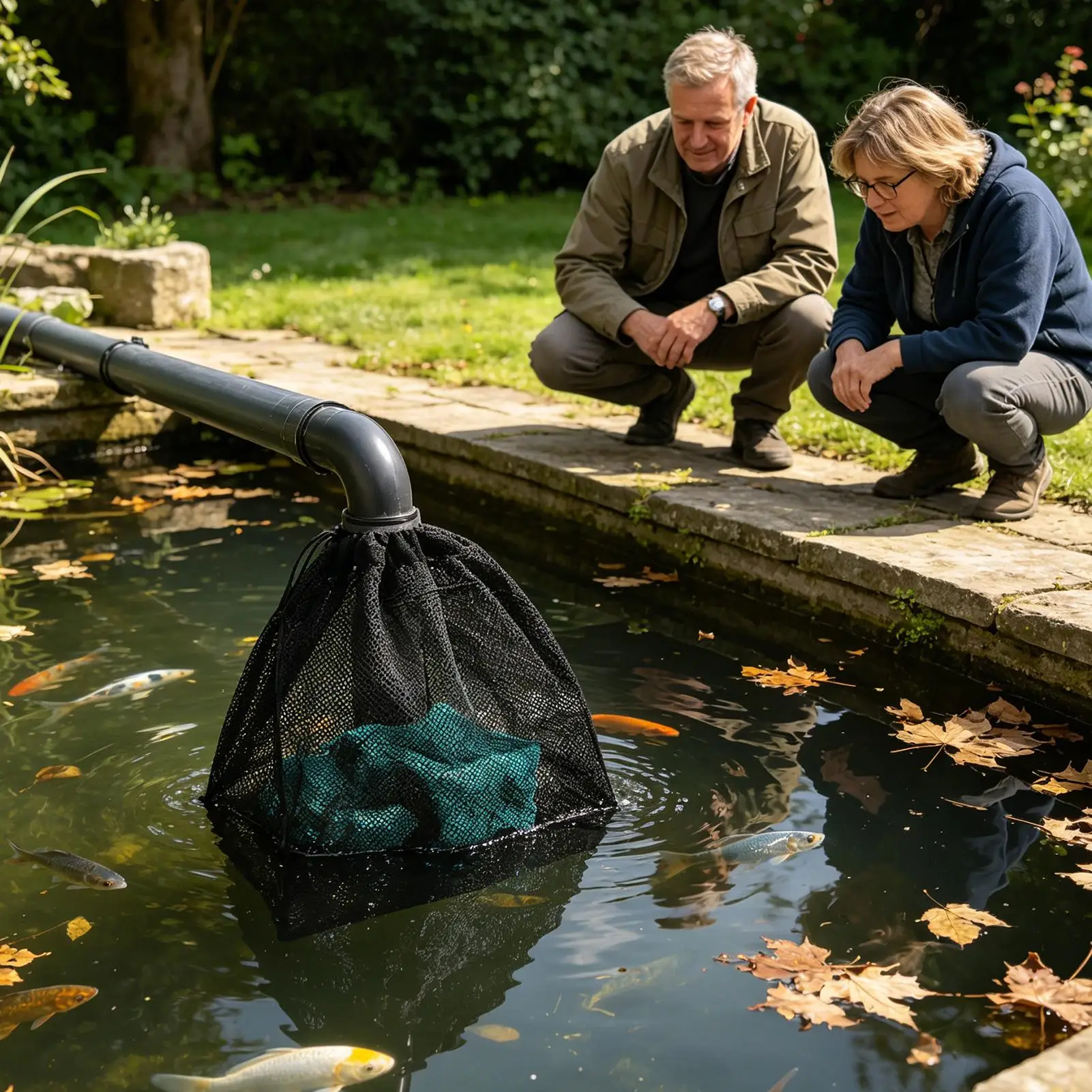 2 Pieces Fine Mesh Pond Pump Filter Bag 30.5x40cm Cover with Drawstring for Backyard Garden Fountain Fish Tank Aquarium Waterfal