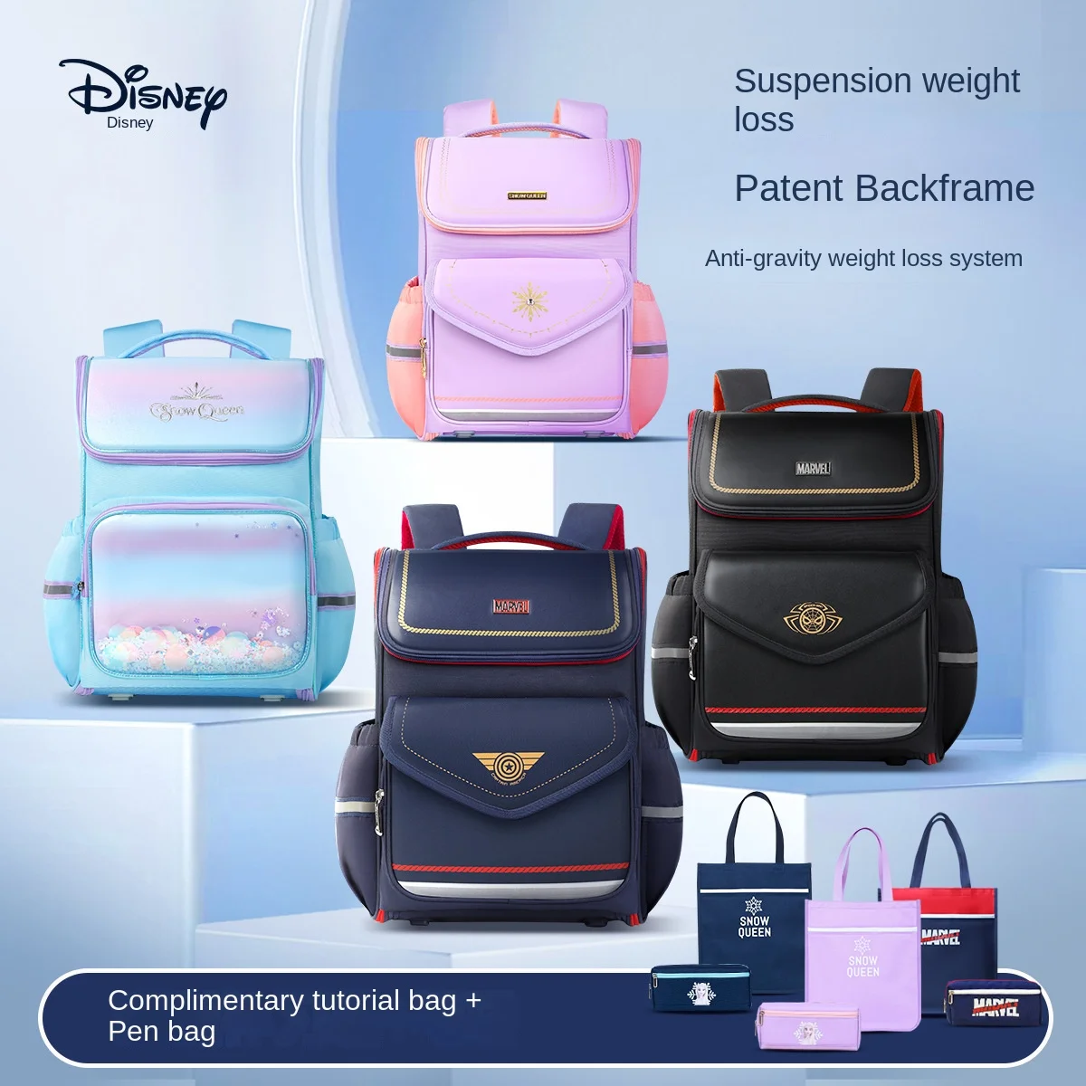 Disney Marvel School Bag For Boy Girl Spider Man Frozen Primary Student Shoulder Orthopedic Backpack Large Capacity Mochilas