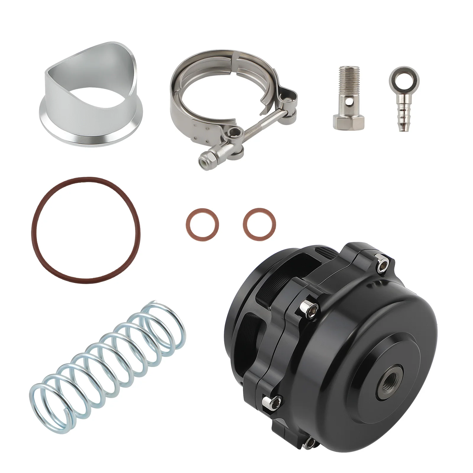 알루미늄 50mm 블로우 오프 밸브 스프링 2개 포함 V-밴드 클램프 볼트 키트 모든 터보 플랜지용