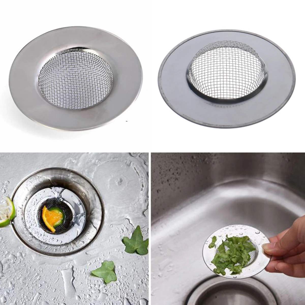 New 1pc Sink Straine Stainless Steel Mesh Sink Strainer Drain Stopper Filter Bath Hair Trap Stopper Kitchen Bathroom Accessories