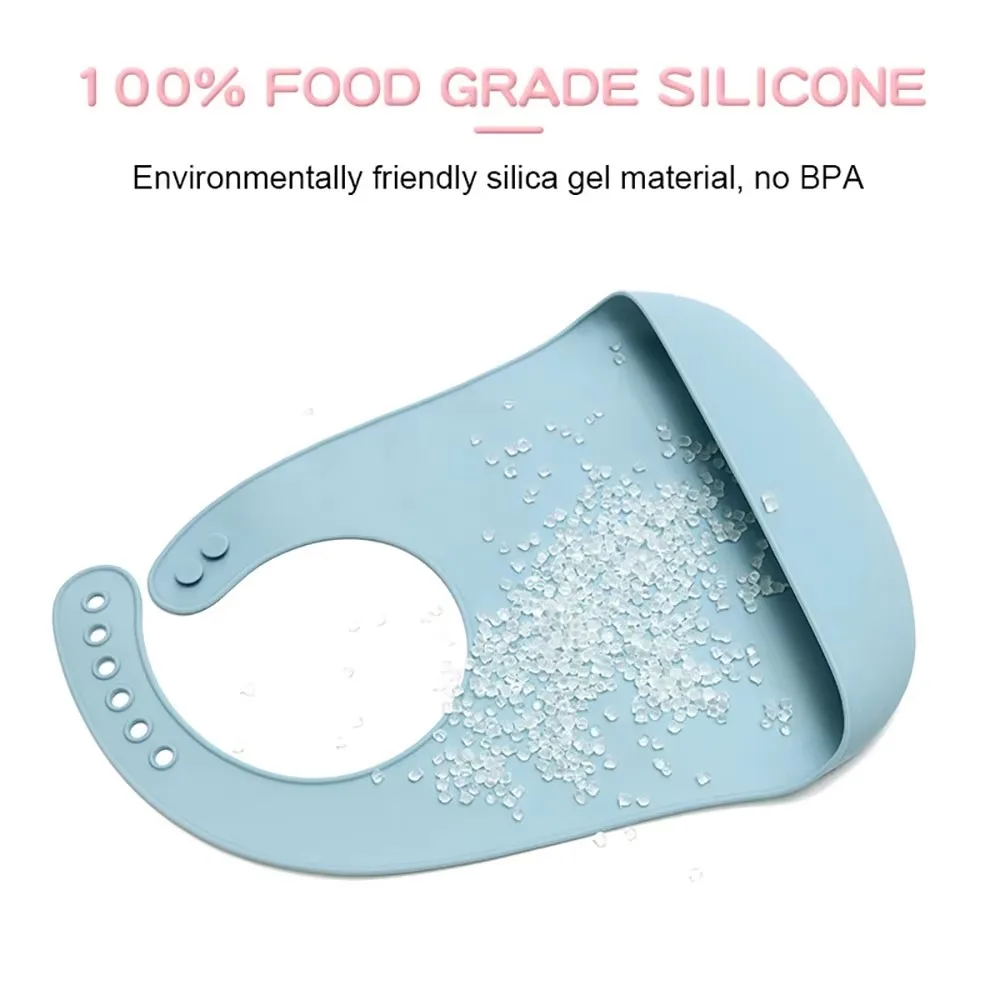 1Pcs Food Grade Silicone Baby Eating Bibs Easy to Clean Baby Bibs Drool Towels Waterproof Children Silicone Drool Bibs C100