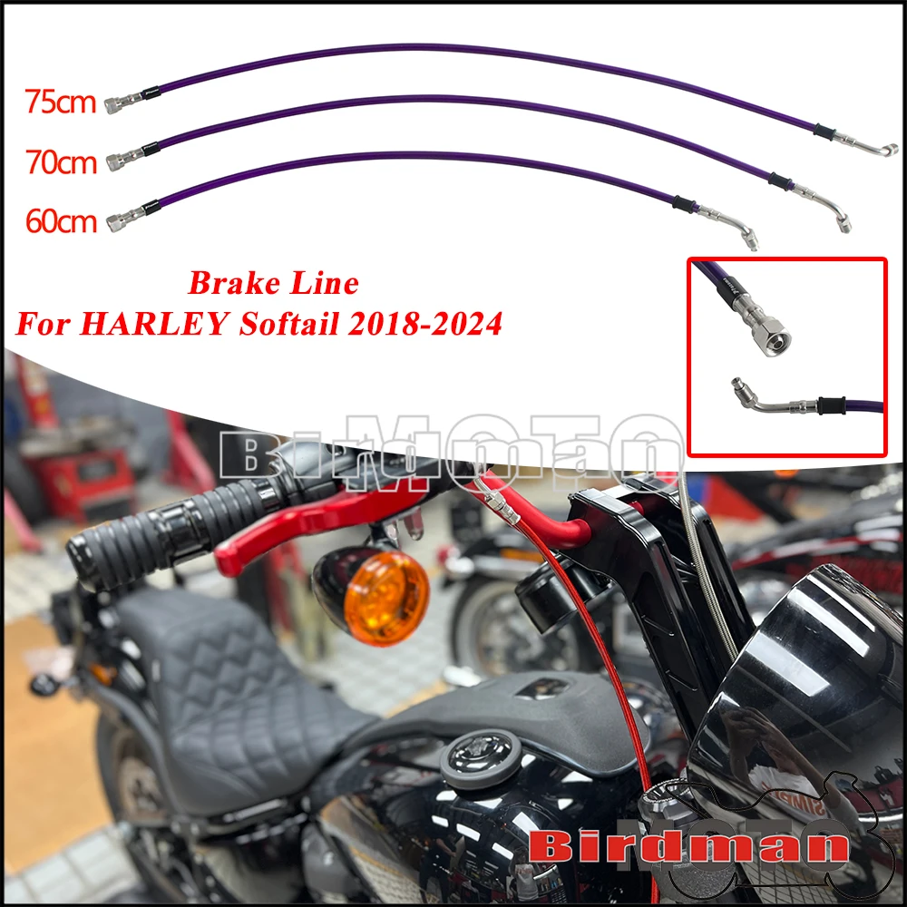 Front Upper Brake Hose Line Motrocycle Extended Brake Tubing For Harley Softail M8 Breakout Deluxe Fat Boy Bob Sport Glide 18-24