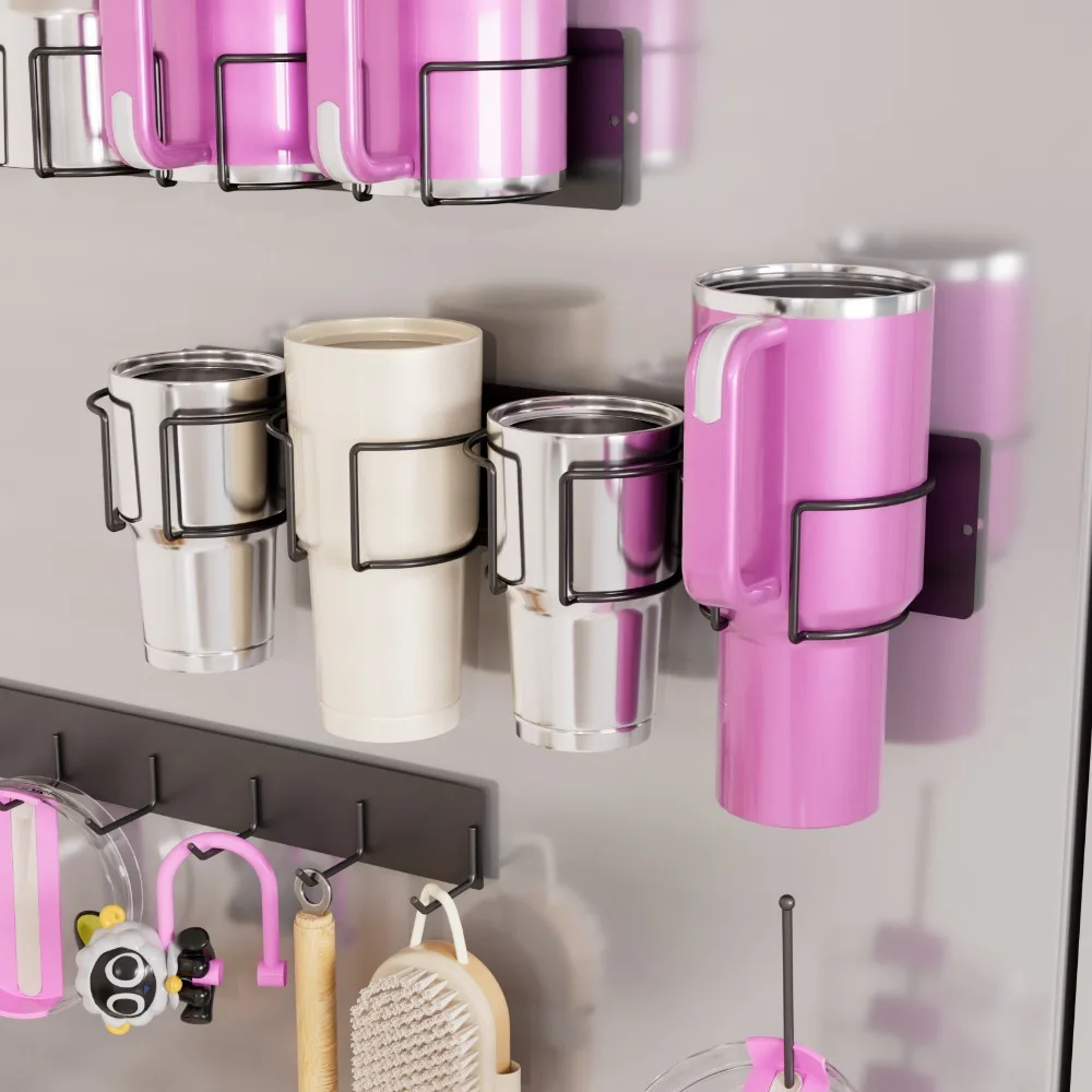 

New Magnetic Cup Holder Practical Carbon Steel Cup Storage Organizer Holder Water Bottle Organizer Refrigerator
