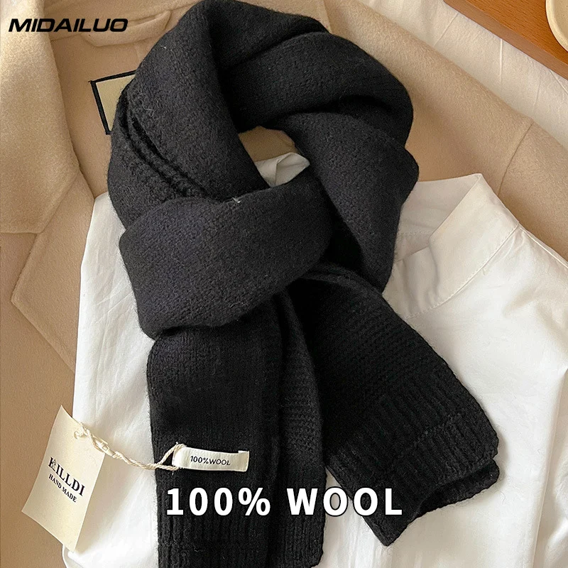 

Ladies' 100% Wool Winter Scarf Windproof Warm Korean Fashion Elegant Neck Accessory for Cold Weather