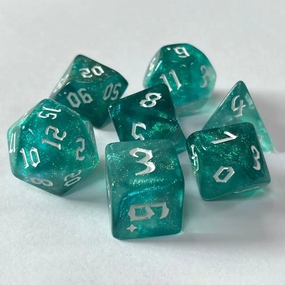 Dados poliédricos acrílicos para jogo de mesa, cores duplas, TRPG DND, D4, D6, D8, D10, D12, D20, 7pcs por conjunto