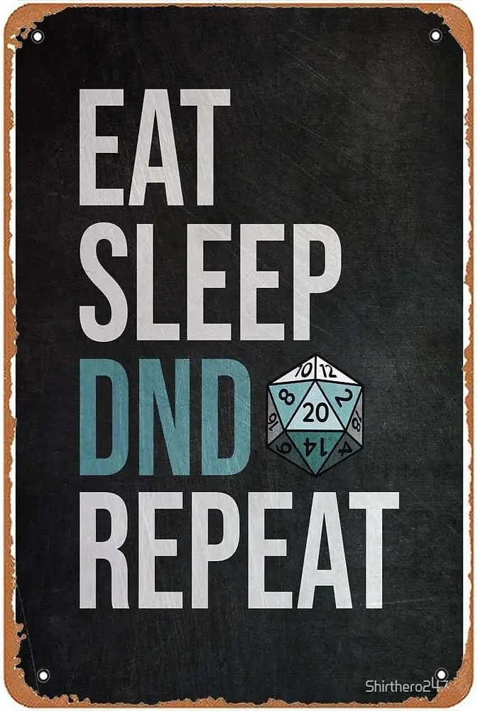 Eat Sleep Dnd Repeat Metal Signs Vintage Wall Art Farm Man Cave Bar Kitchen Hunting Ground Gift 8x12inch