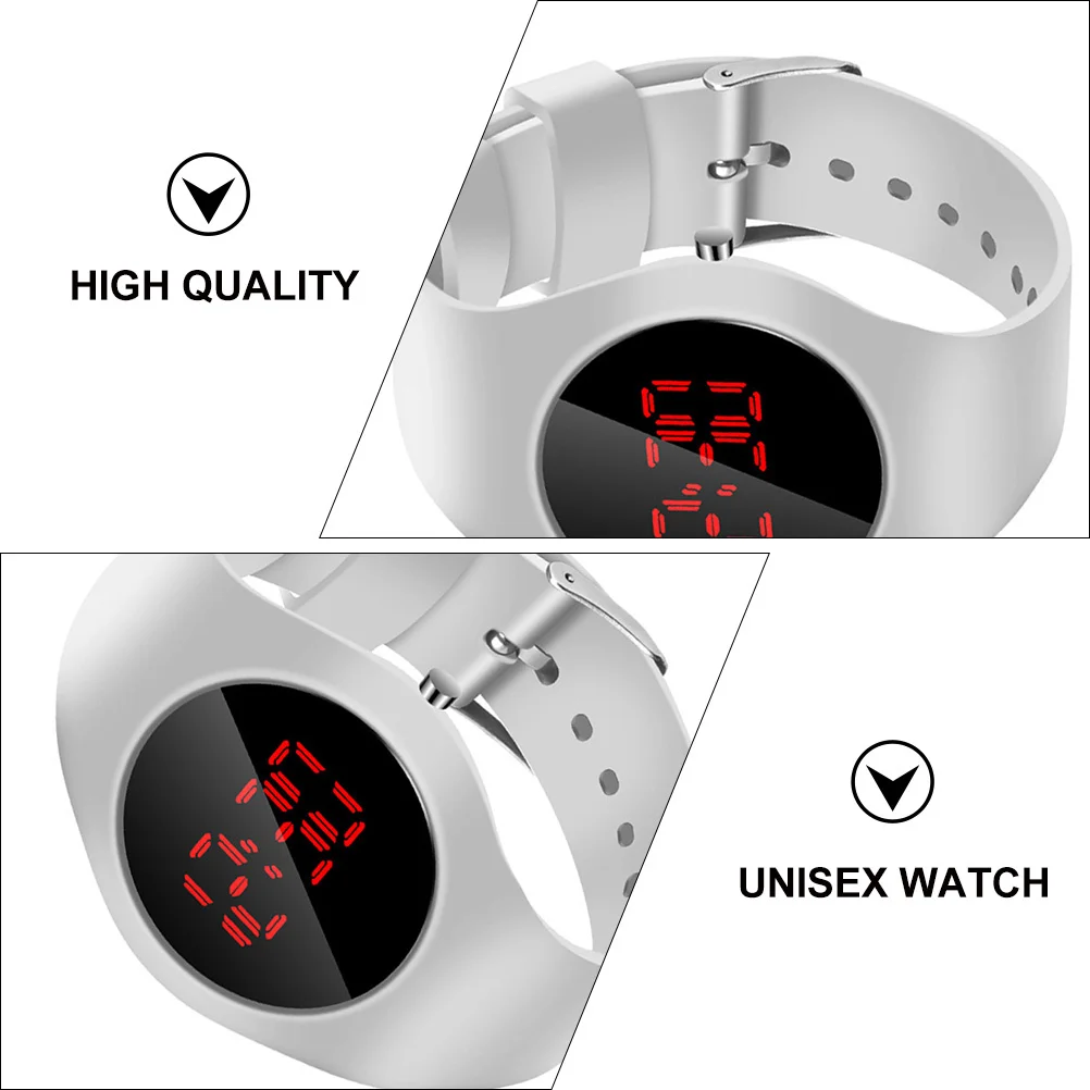 2Pcs LED Electronic Watches Simple Fashion Design Comfortable Wear Adjustable Band Digital Watch for Students White