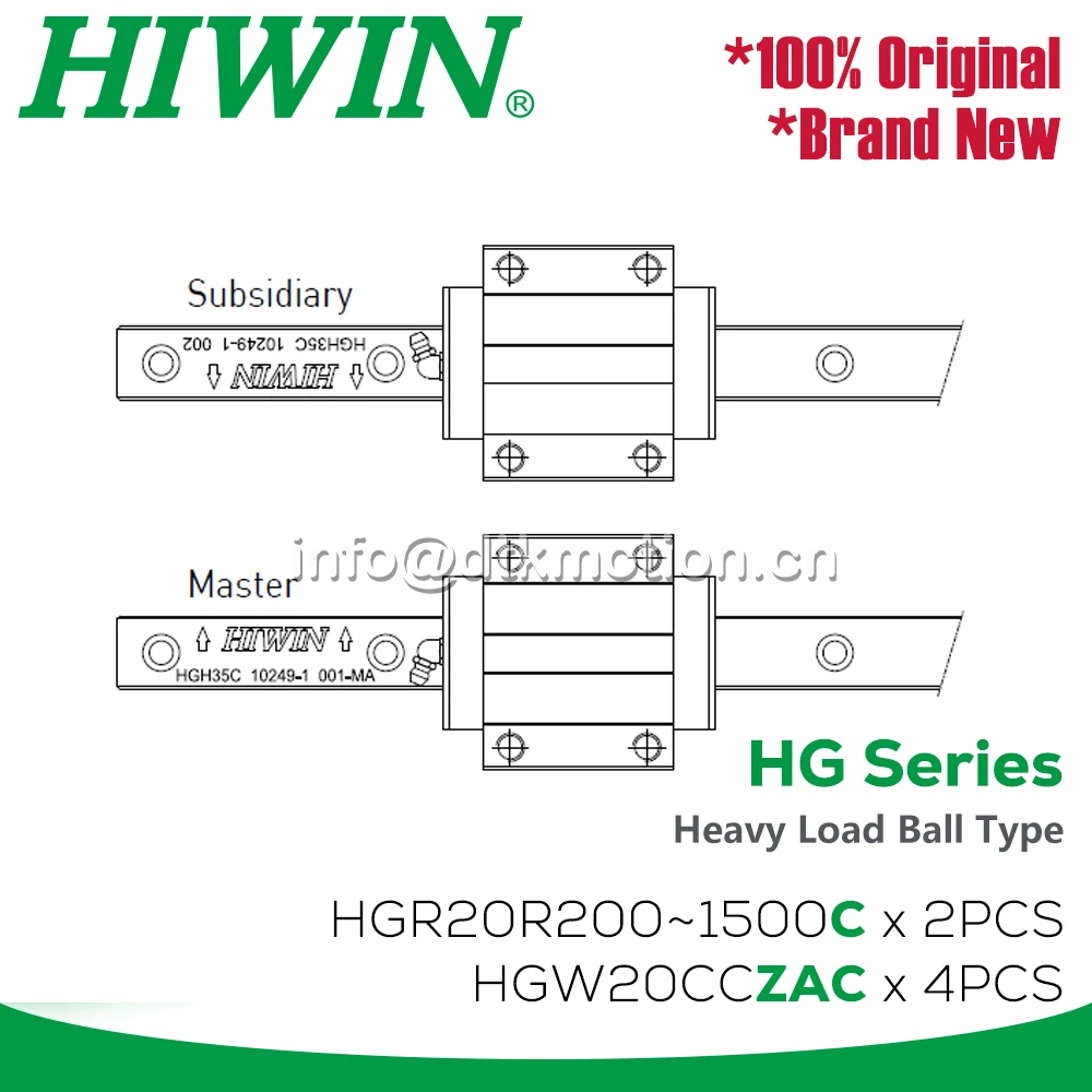 Imagem -03 - Hiwin-guia Linear Corrediça de Transporte Roteador Cnc Hgw20cc Hgr20 200 mm 300 mm 400 mm 500 mm 600 mm 700 mm 800 mm 900 mm 1200 mm 1500 mm Original