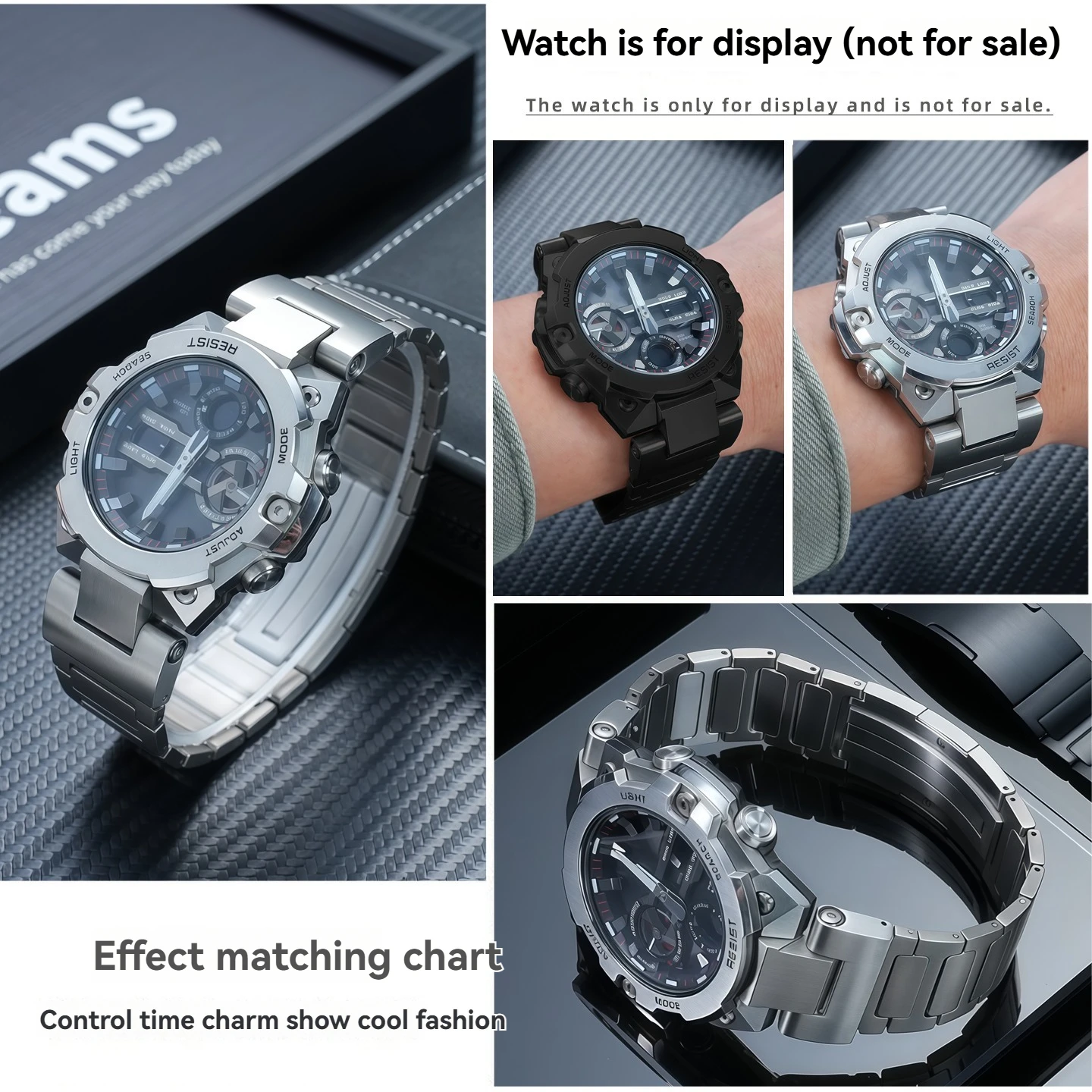 تعديل حزام ساعة اليد غير القابل للصدأ لساعة كاسيو G-SHOCK الصلب القلب GST-B400 سلسلة الرياضة الرجال معصمه حزام + أدوات