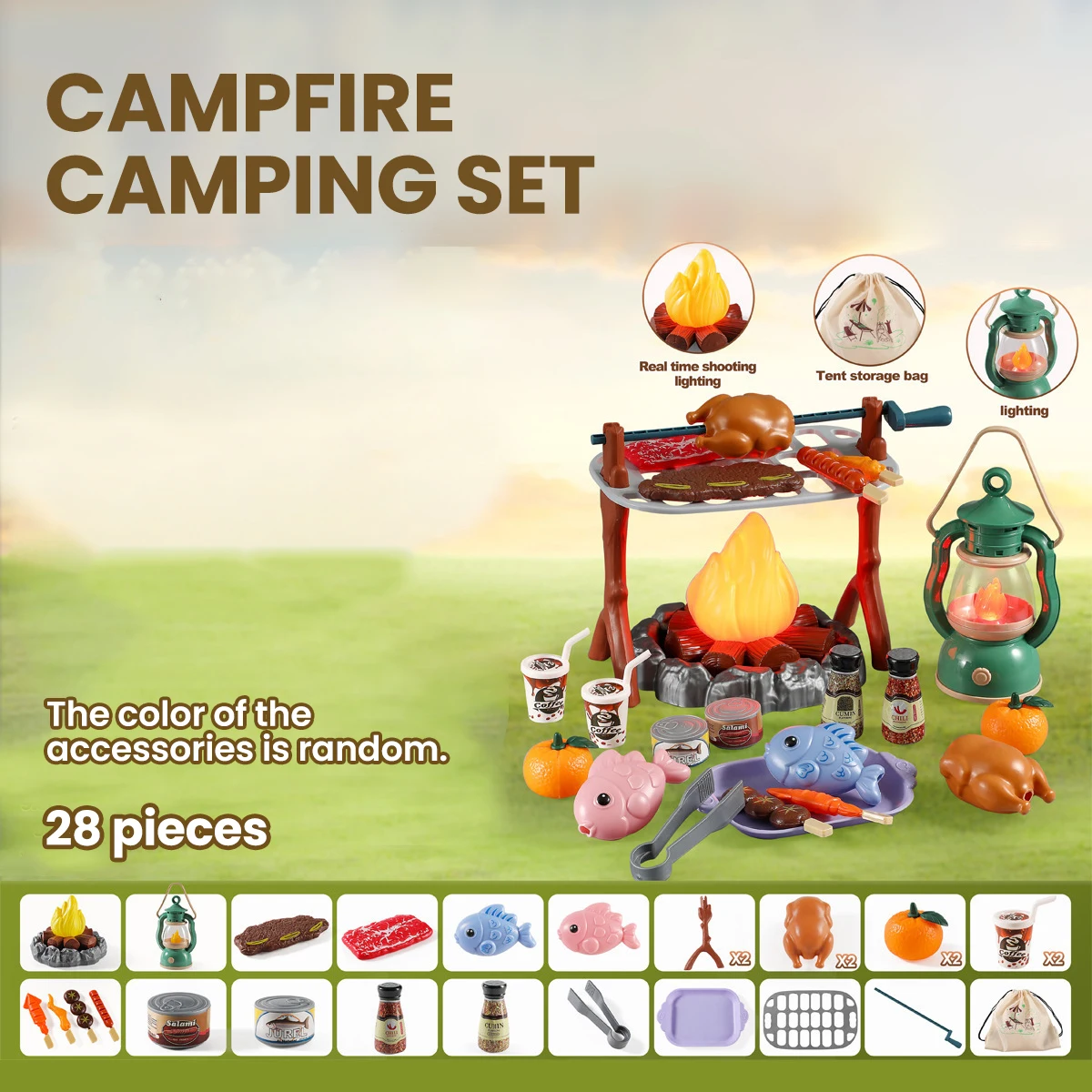Kids Camping Set Campfire Pretend Play Toddler Toys for Boys with lighting sound with Camping Toys for Kids Indoor Outdoor Gifts view 5