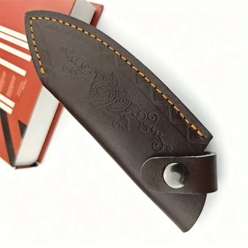 Leather Scabbard Tool Storage Cover Portable Folding Knife Cowhide Scabbard Vintage-style Floral Pattern Sheepskin Wearable Belt