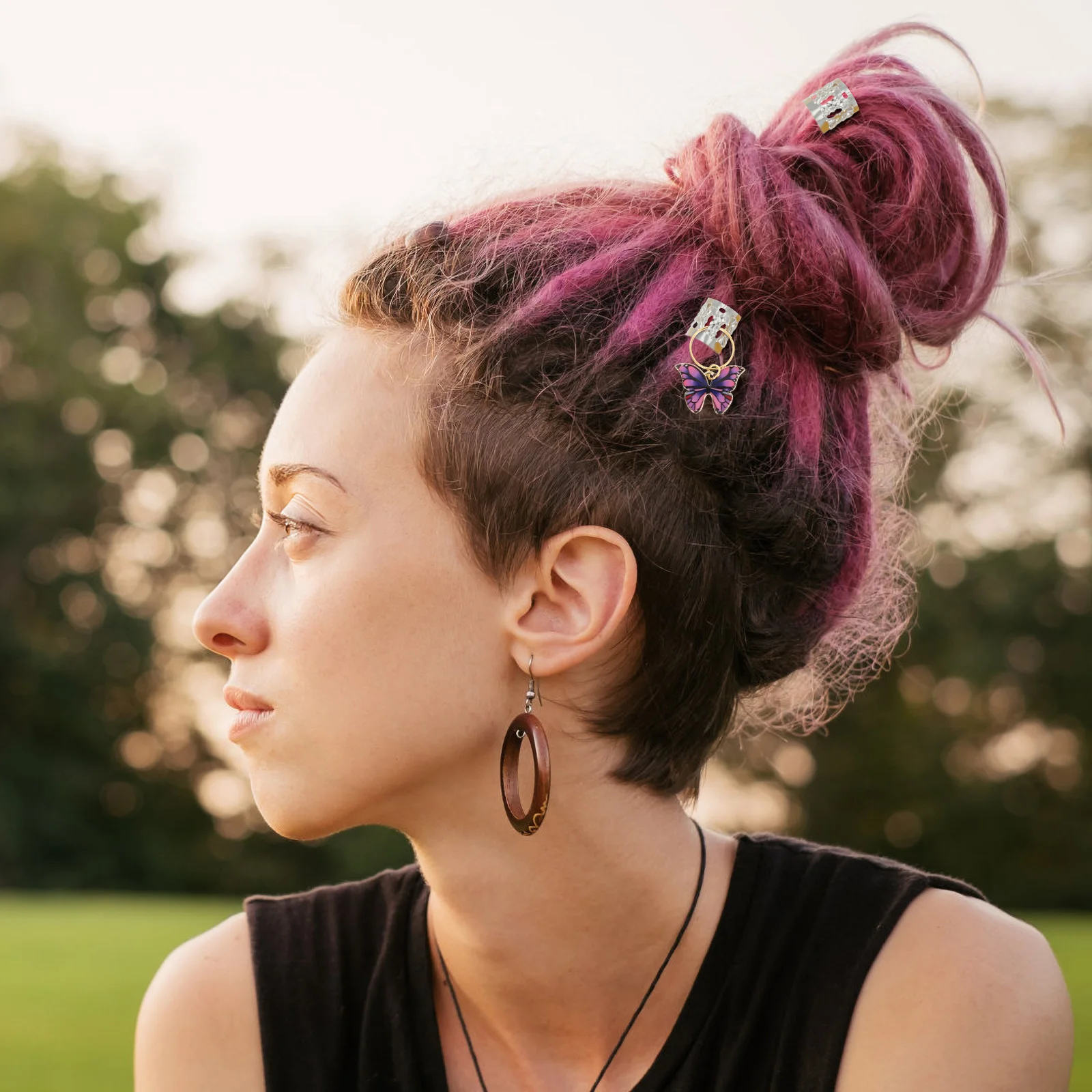 

12Pcs Hair Charms Butterflies Braid Jewelry Durable Hair Rings for Braids Dreadlock Accessories Party Wedding Night Club