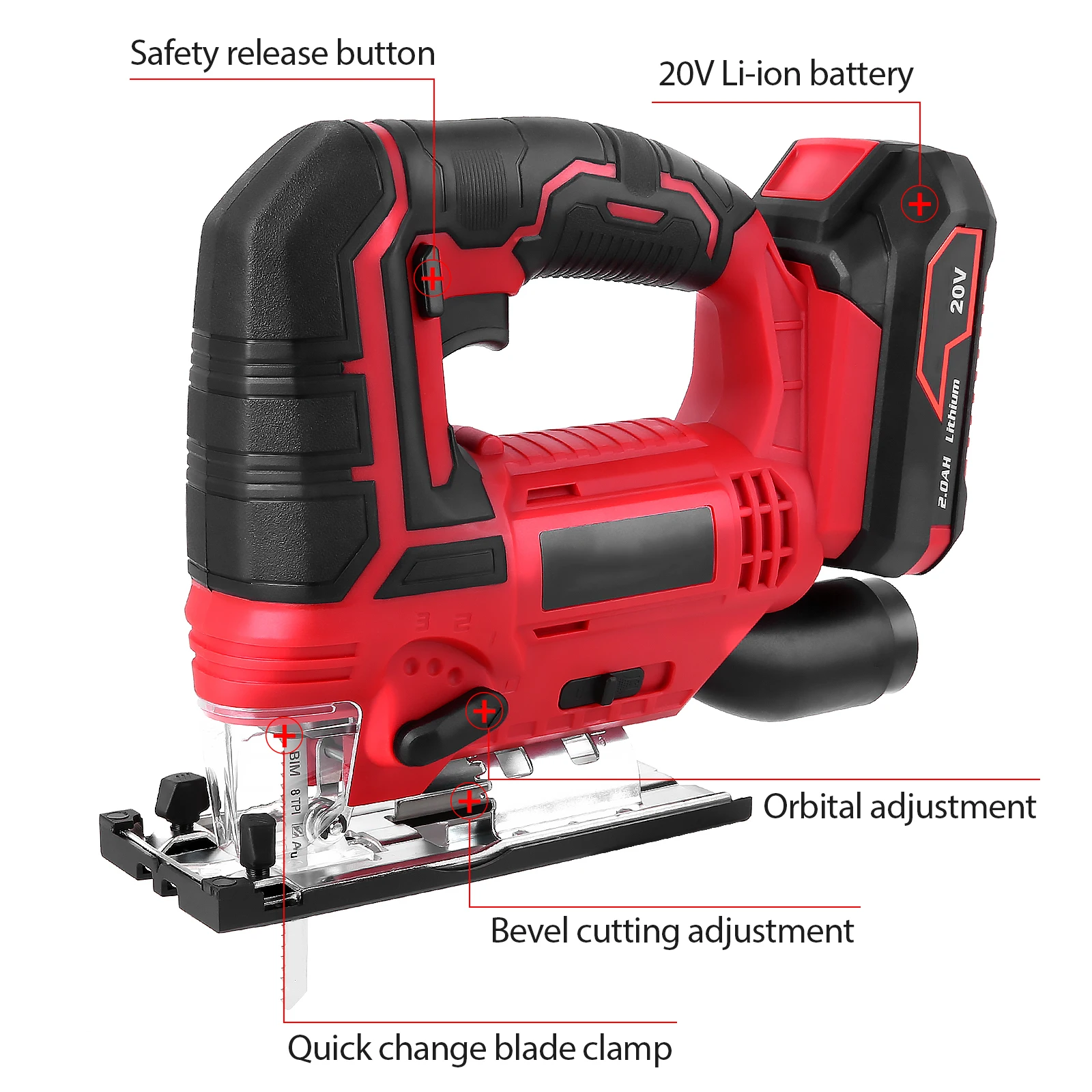 Elektryczna wyrzynarka do drewna, elektronarzędzie, wyrzynarka akumulatorowa 20V, zestaw wyrzynarki, wielofunkcyjna wyrzynarka z regulacją prędkości, wtyczka EU