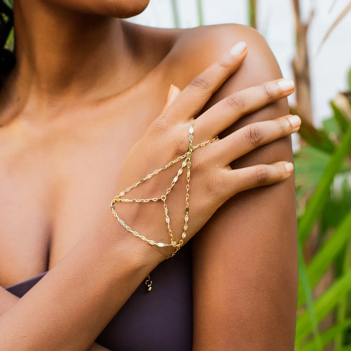 

Cross-Border Ethnic Diamond Finger Bracelet Beach Chain Fake Pearl Metal Bracelet Faion Jewelry for Women Alloy Plated Silv...