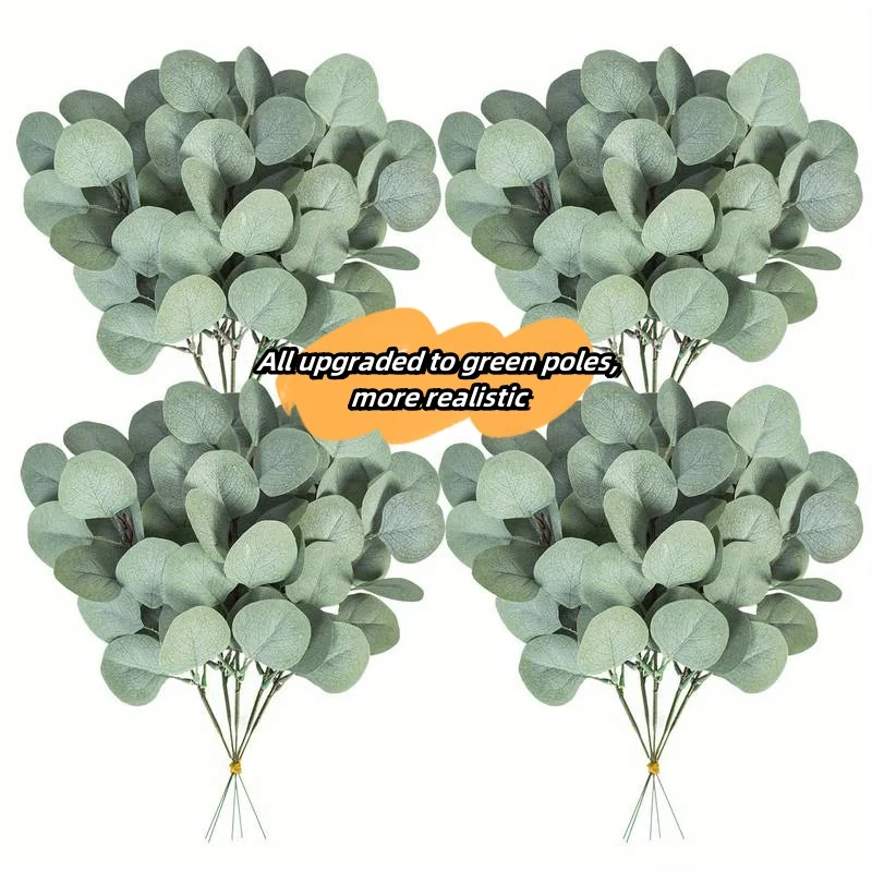 5/10pcs Artificial Eucalyptus Leaves Stems 15 Inches Eucalyptus Plants For Vase Floral Bouquets Wedding Holiday Greenery Decor