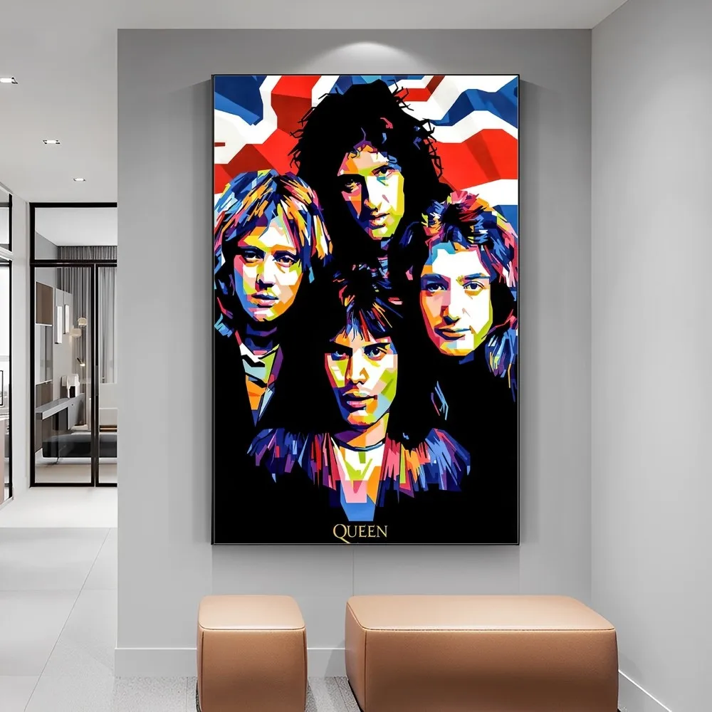 Classic Rock Band Queen Self-adhesive Art Poster Whitepaper Prints Posters Artwork Aesthetic Art Wall Painting