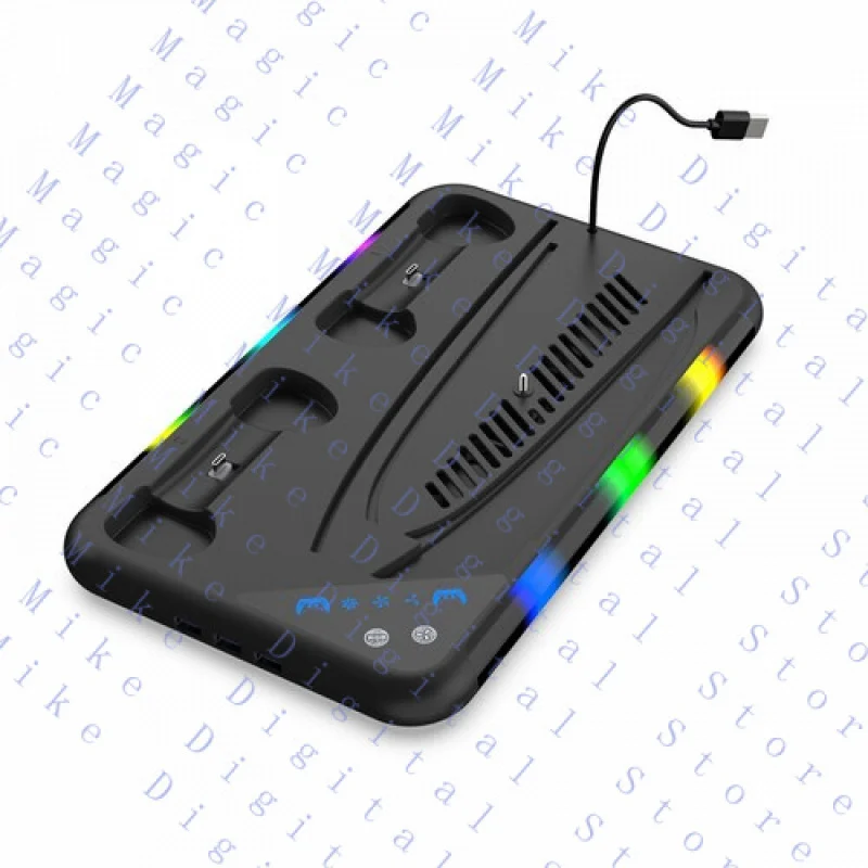 

UU для PS5 Slim Stand RGB охлаждающая станция с охлаждающим вентилятором, зарядное устройство с двумя контроллерами