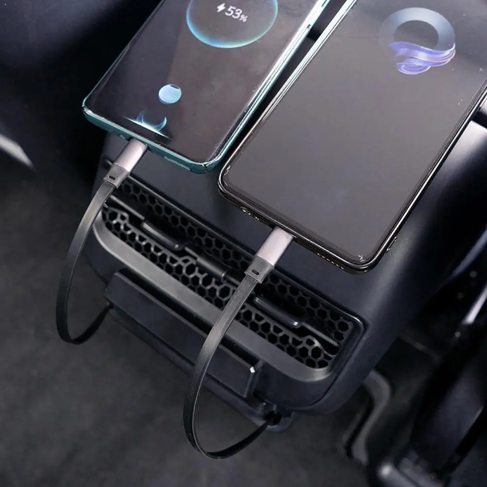 Retractable Cord Car Phone Charger Rear Air Outlet Expansion Dock For Tesla Y Expansion Cable Type-c Head Interior Acces
