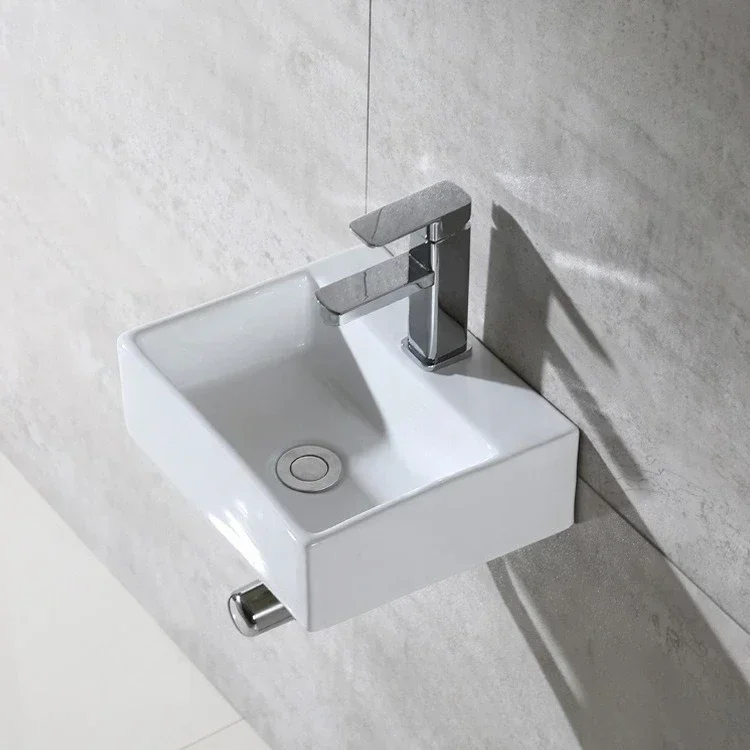 

Premium European simple white washbasin ceramic thick side table basin art basin