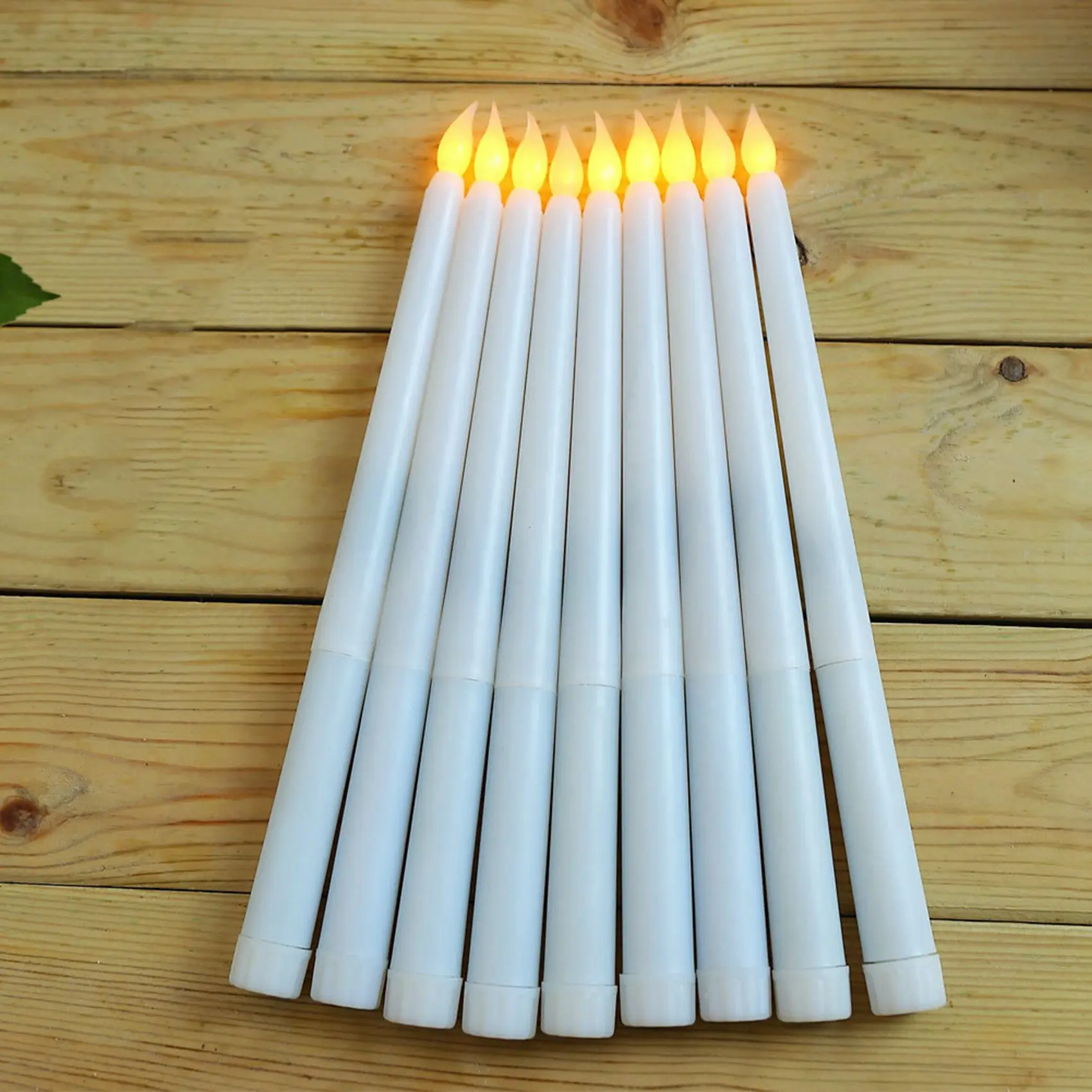 ABZC-12Pcs LED Taper Candle For Dinner, Flickering Flameless Tapered Battery Operated Table Settings Weddings Parties