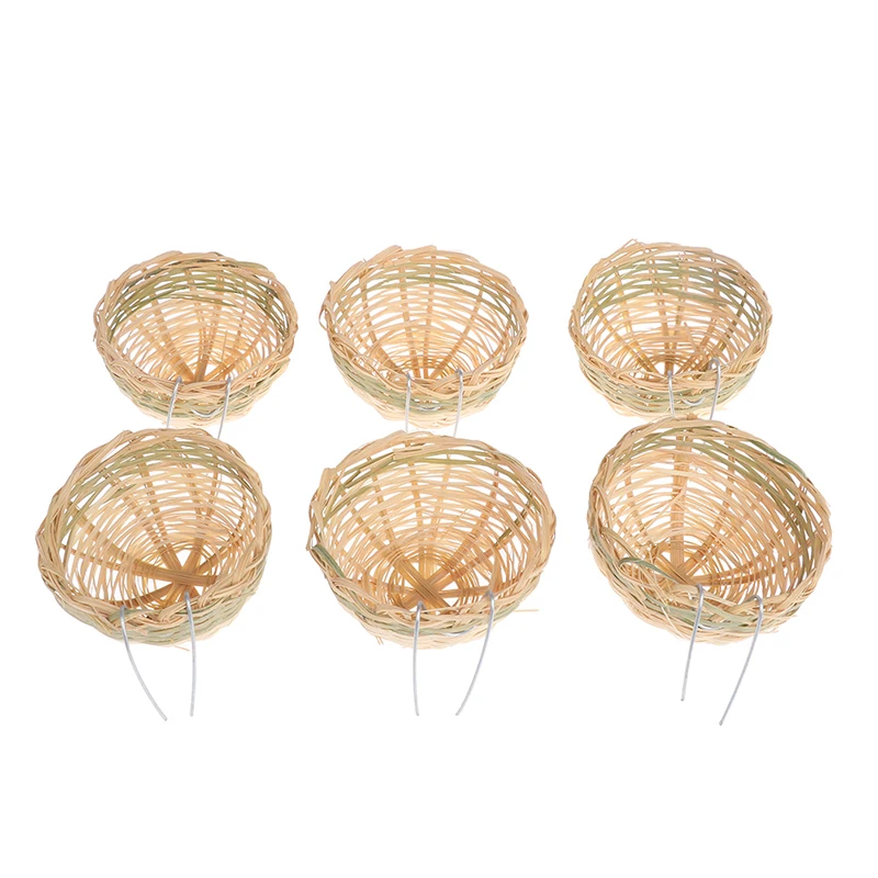 6pcs Handmade Bamboo Bird Breeding Nest Bed for Parakeet Canary Finch Swallow