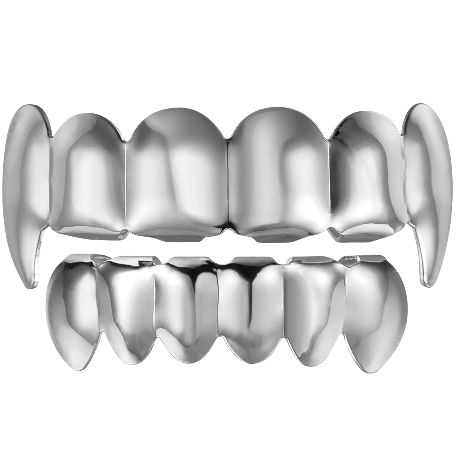 Joyería para dientes, aparatos ortopédicos y parte inferior de plata, dientes brillantes