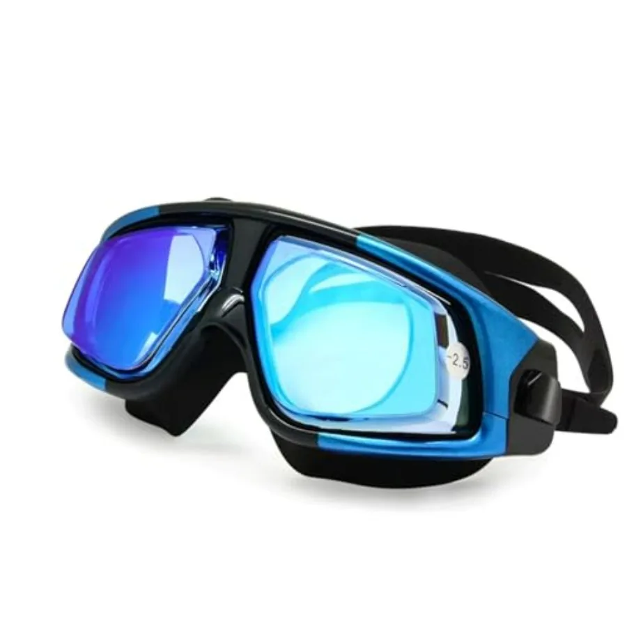 

Swim goggles for vision correction, polycarbonate lenses, blue, +2.0 to +6.0 positive optical power, anti-fog coating, UV prote