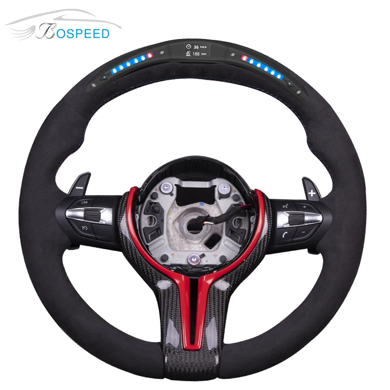 M1/M2/M3/M4/M5 Carbon Fiber LED Screen Light Steering Wheel For