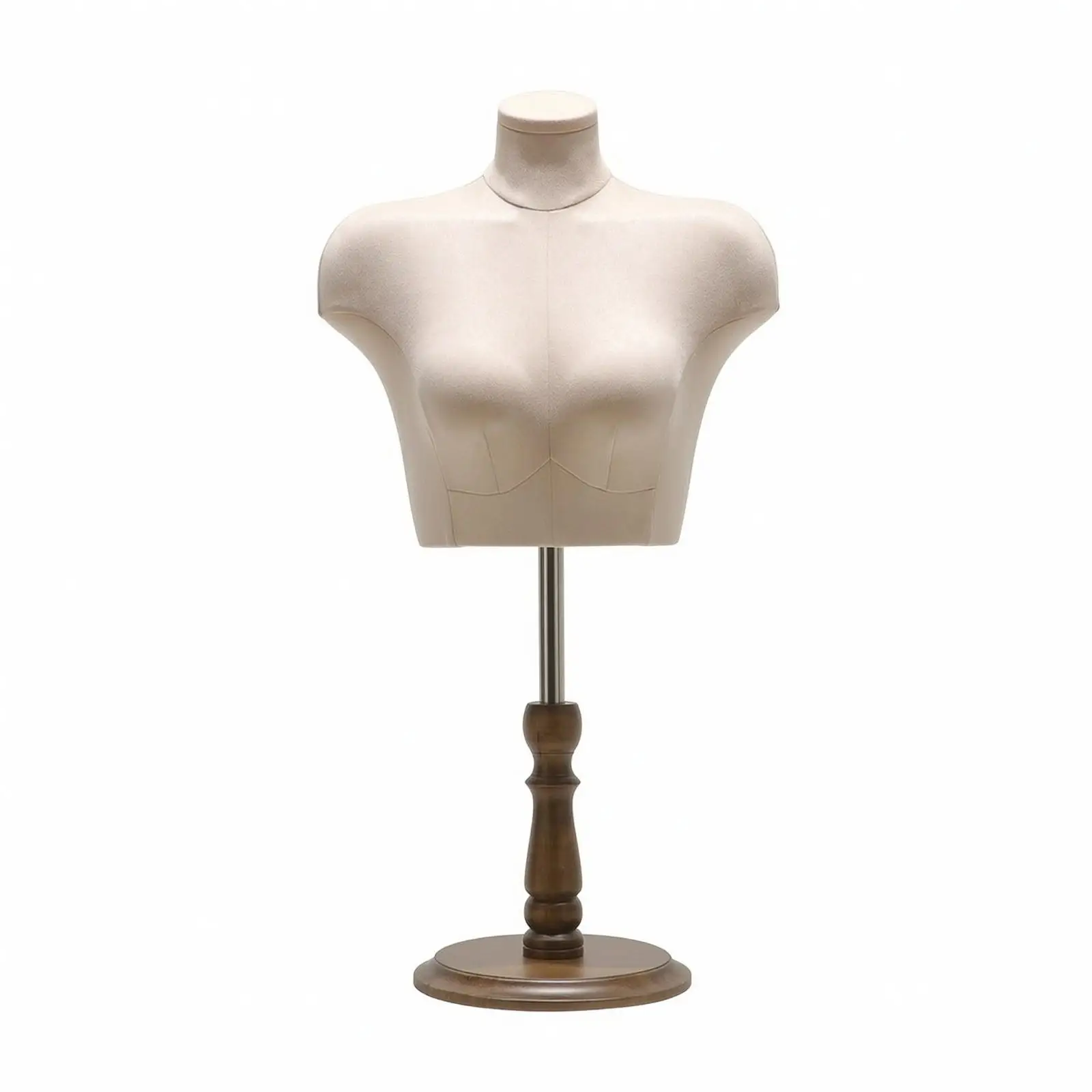 Professional Half Body Mannequin Torso with Sturdy Wood Base for Elegant Clothing Display in Boutiques