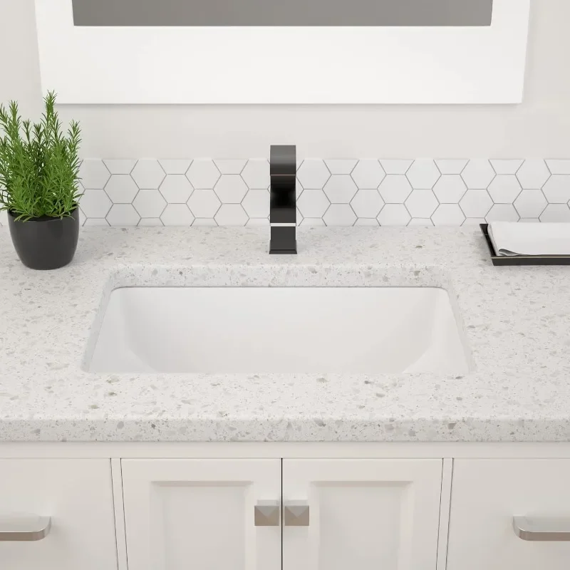 Undermount Bathroom Sink   Porcelain Ceramic Rectangular Vessel Sink Under Counter Lavatory Vanity Bath Sink Bowl Basin