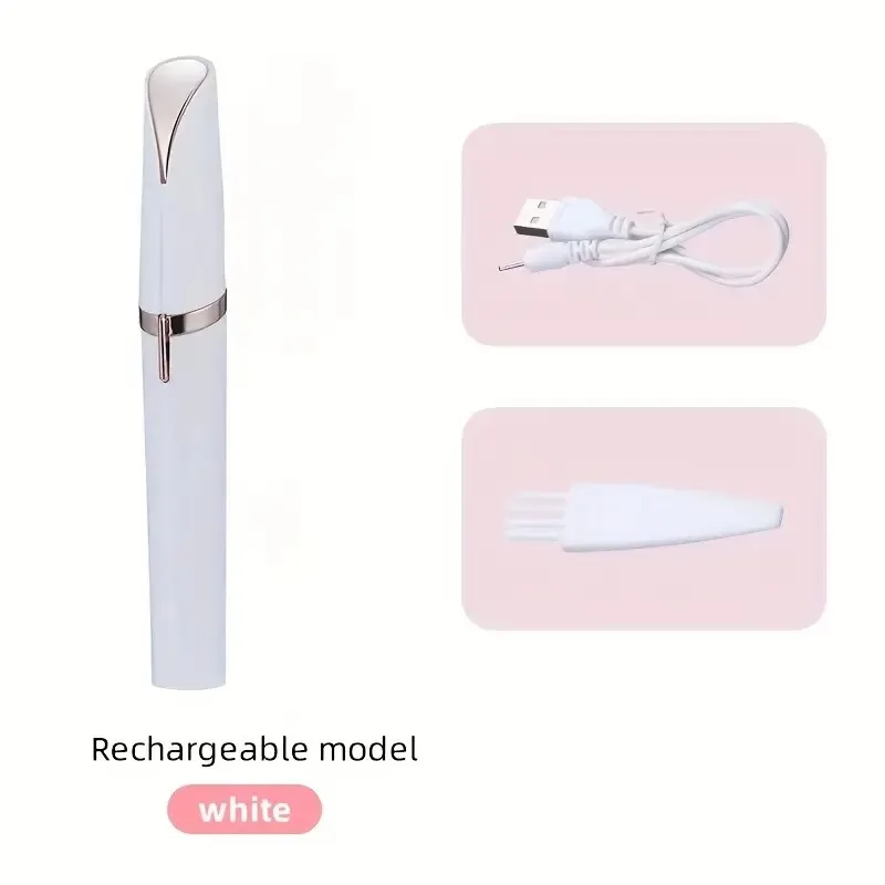 Aparador de sobrancelha elétrico recarregável USB - Caneta de remoção de pêlos de precisão automática, removedor de pêlos faciais indolor com St inoxidável