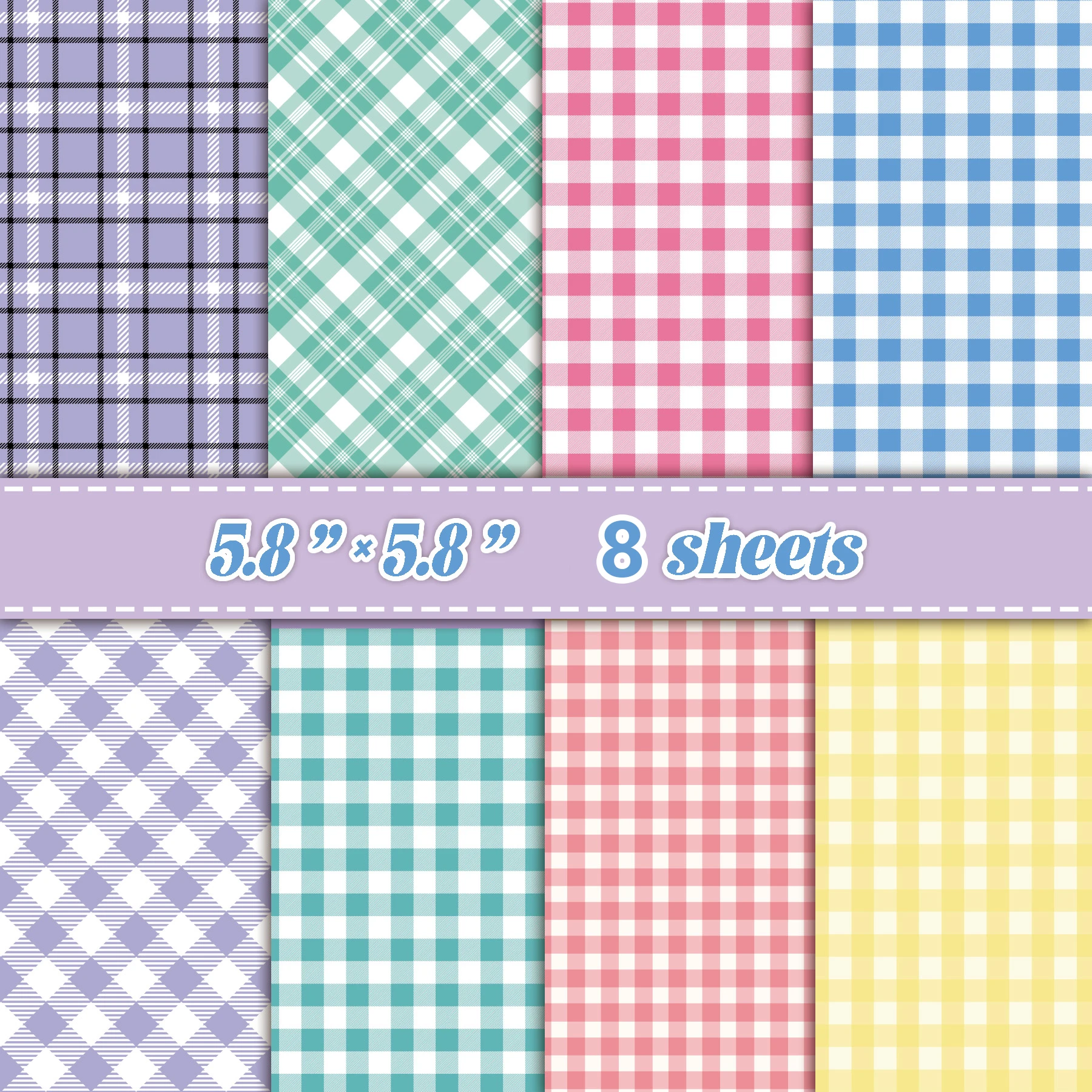 8 Sheets Retro Grid Collage Material Paper DIY Scrapbooking Junk Journal Photo Album Gift Wrapping Card Making Decoration