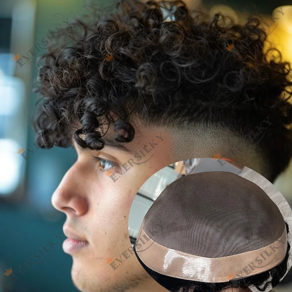 18 مللي متر 15 مللي متر الأفرو رجل غريب مجعد الشعر المستعار أسود براون غرامة أحادية الدانتيل NPU هيربيسي خصلات الشعر المستعار الإنسان نسج الشعر المستعار 20 مللي متر مجعد الاصطناعية