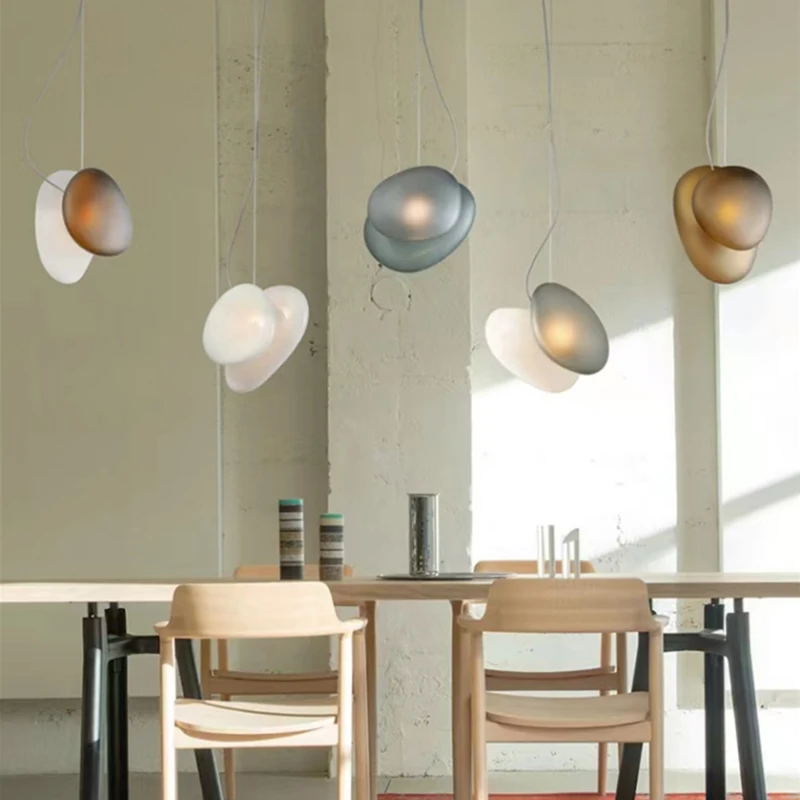 

Modern LED Indoor Pendant Lights White Blue Gray Amber Glass Hanging Lamp For Dining Room Kitchen Bar Shop Wire Adjustable