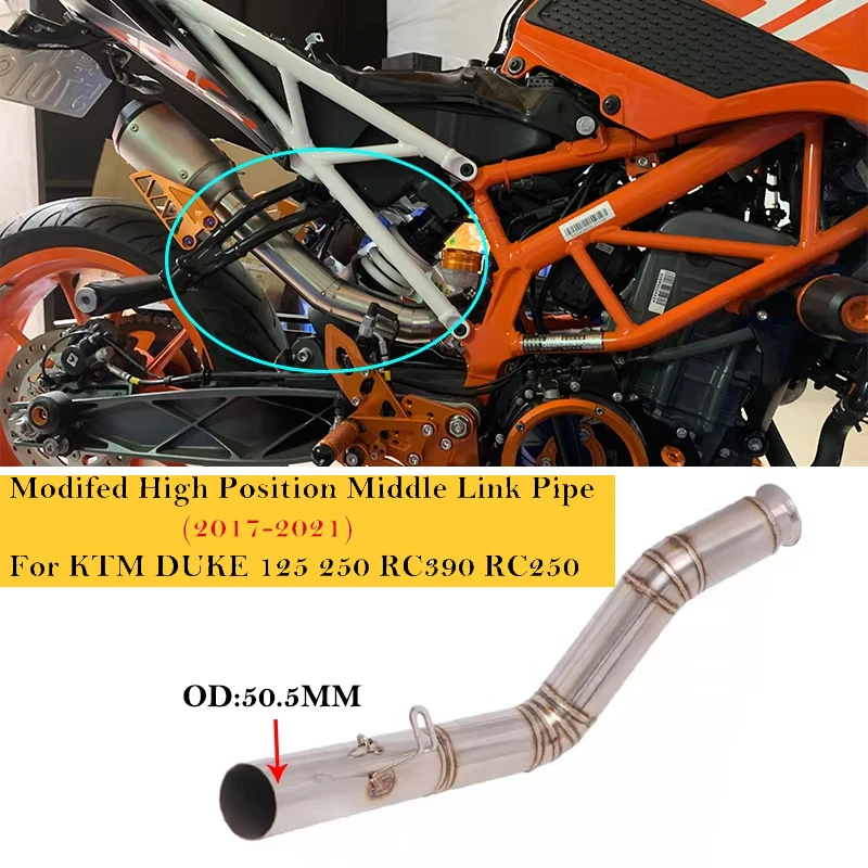 

Выхлопная система мотоцикла Escape, универсальная 51 м, труба среднего звена высокого положения для KTM Duke KTM RC390 RC250 125 250 390 2017-2021