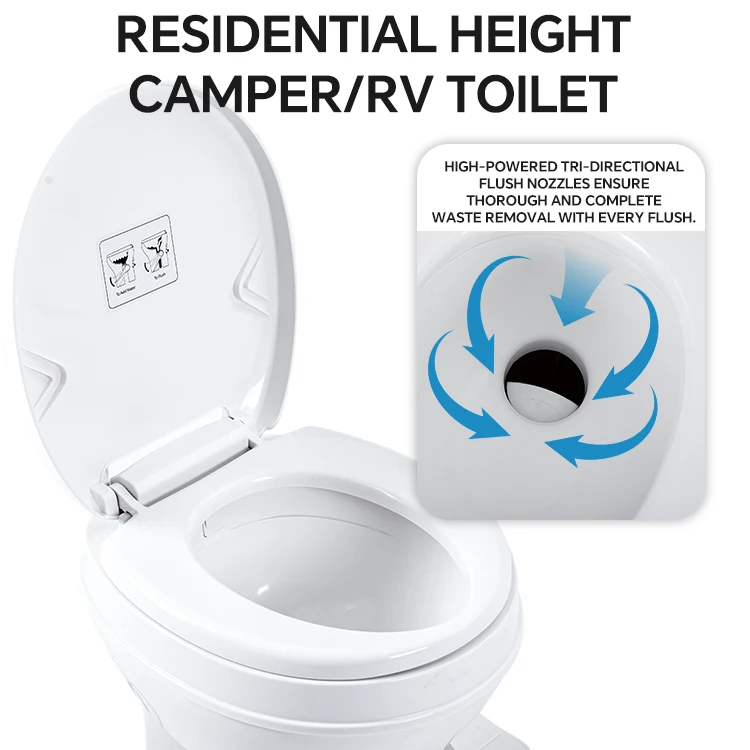 Airow HOMFUL Straight Flush RV Portable Toilet Boat Marine Toilet Caravan Accessories PP Camper Van Toilet with Water Gun view 5