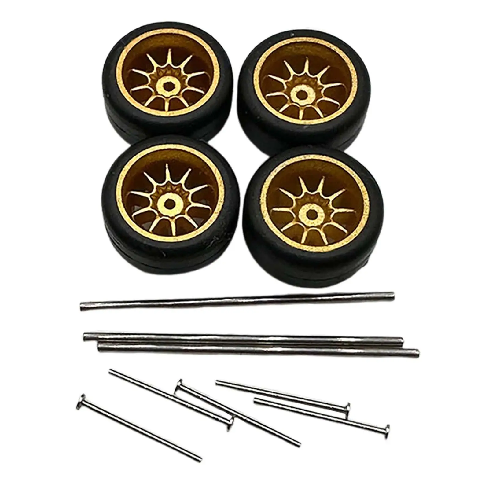 Replacement RC Tires with Wheel Rim 1/64 Alloy Car Accessories for Touring Model Durable Spare Parts