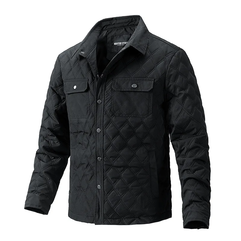 Chaqueta cálida de negocios para hombre, Chaqueta de algodón a cuadros de diamantes, top de otoño e invierno