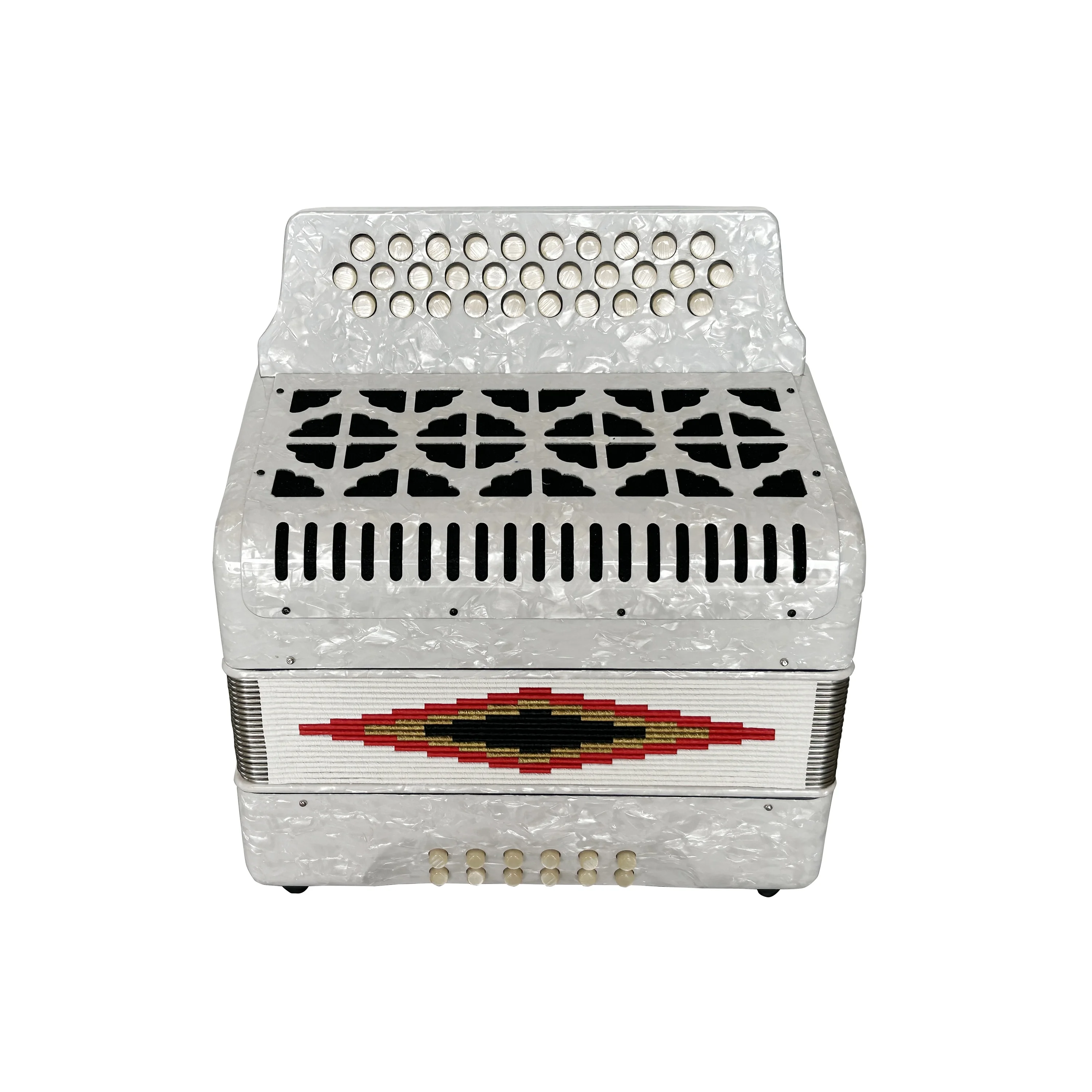 JB3112A Accordion Instrument 31 Button 12 Bass Professional Diatonic Made Wood For Students White Color Affordable