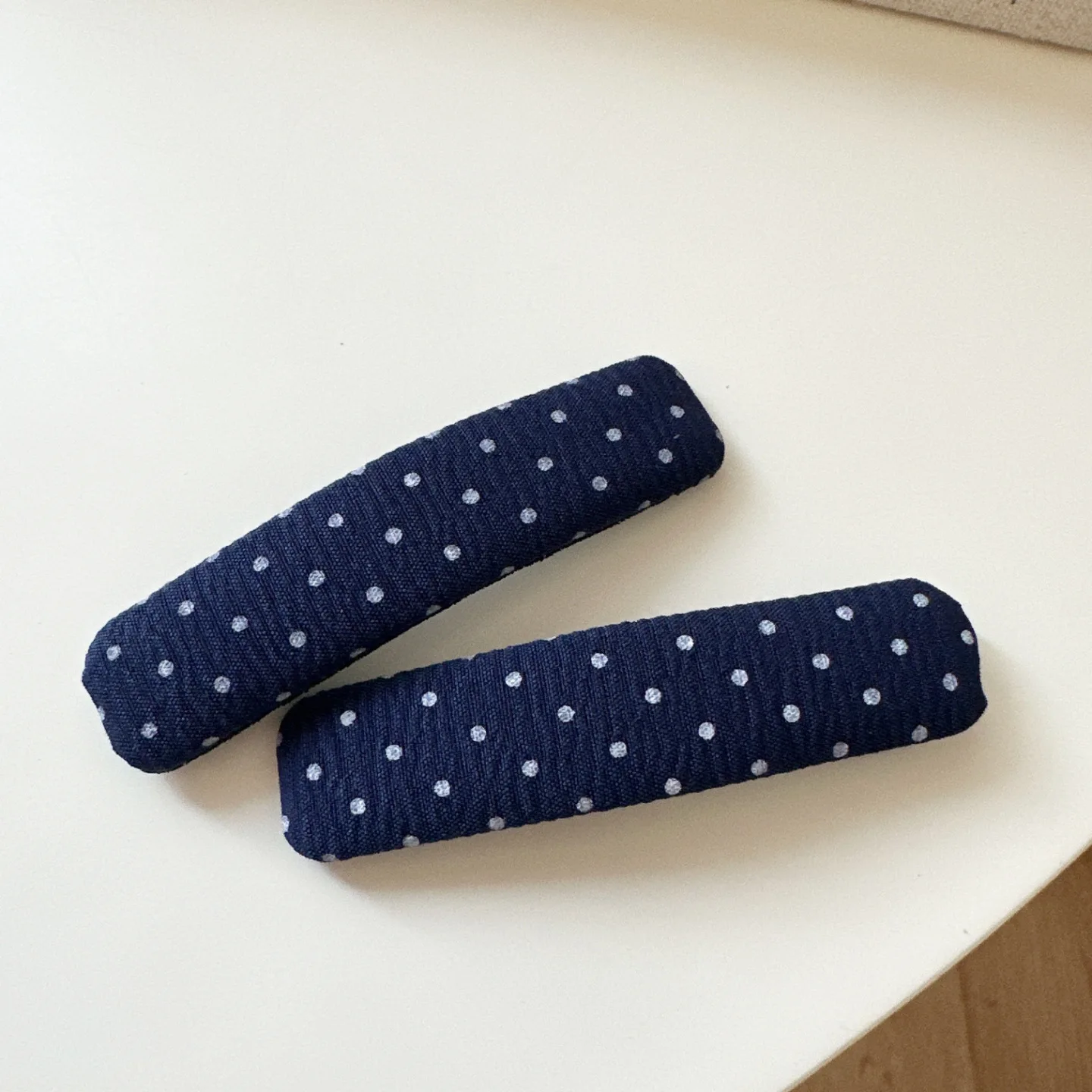 Vintage koreanische Haarspange, marineblau, gepunktet, Stoff-Haarnadel, handgefertigt, keine Schäden, Haar-Accessoires für Frauen, Haarspangen für Mädchen – Detail 16