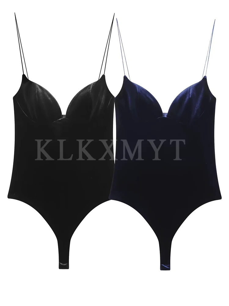

Women Short Velvet Halter Bodysuit 2025 Summer Autumn Women New Fashion Sleeveless Backless Jumpsuit Women Leisure Bodysuit