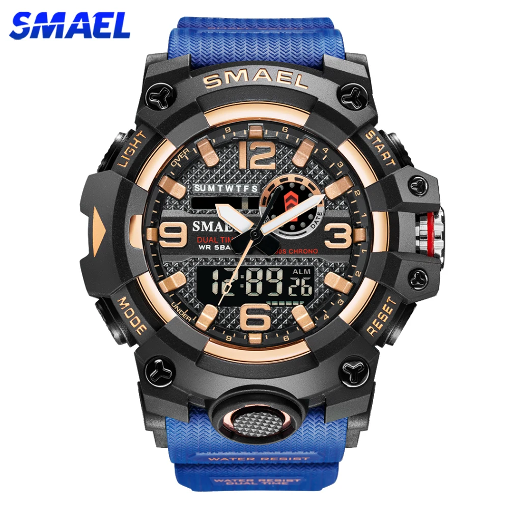 

SMAEL Digital Men Military Watches Dual Time Waterproof Luxury Top Brand Watch Men's Sports LED Quartz Analog Wristwatches Male