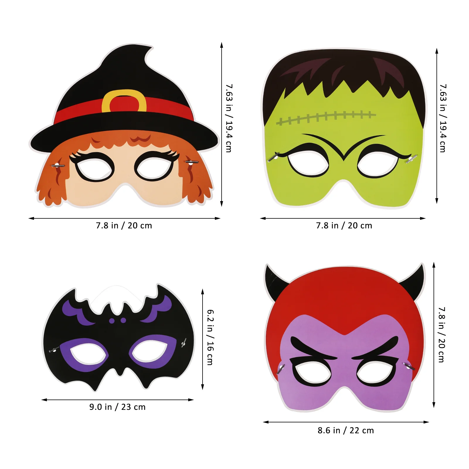 9 Pcs Halloween Masks 9-piece Set with Elastic Cord Masquerade Party Accessory Funny Kids Face