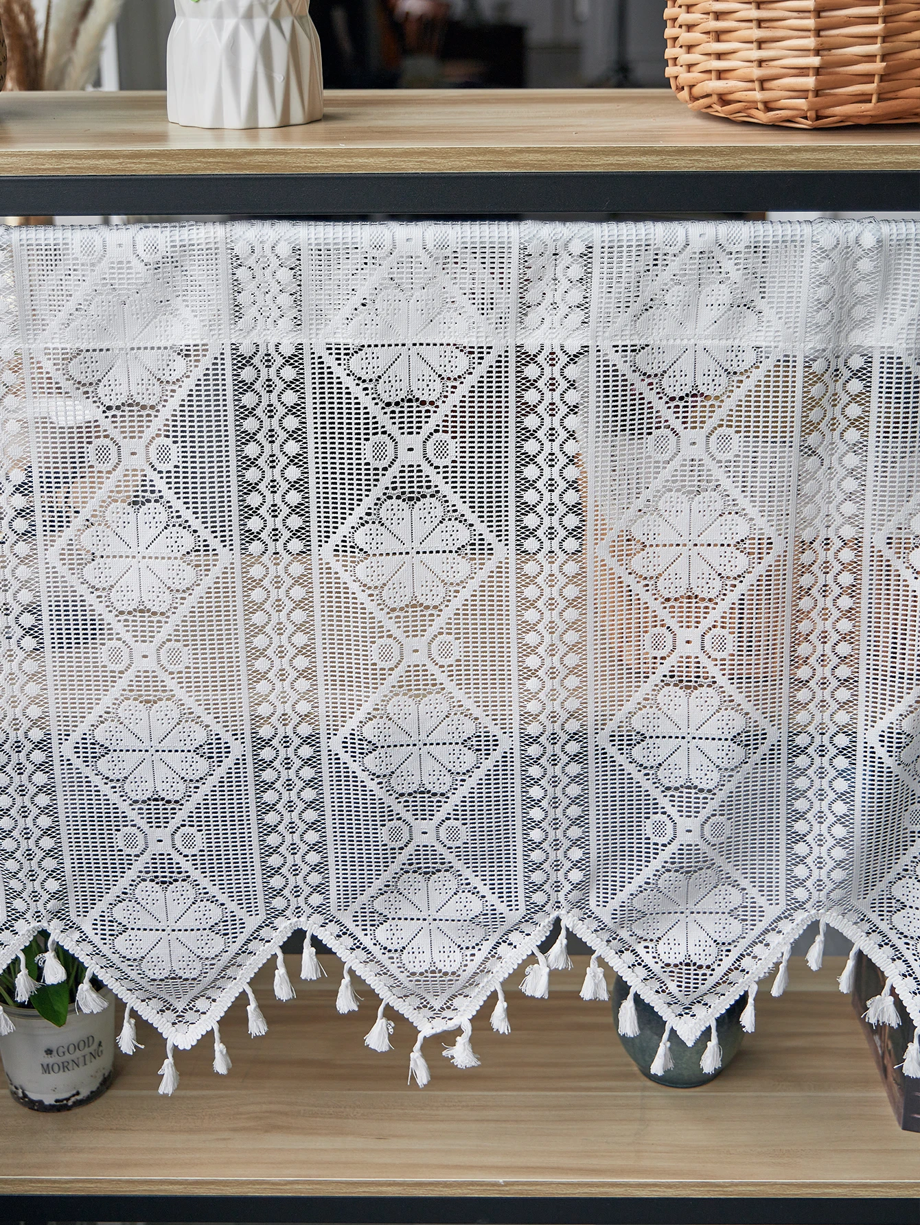 Weiße halb transparente Vorhang Küchen ebenen halbes Fenster transparente Vorhänge Stange Tasche Voile Vorhänge für die Küche
