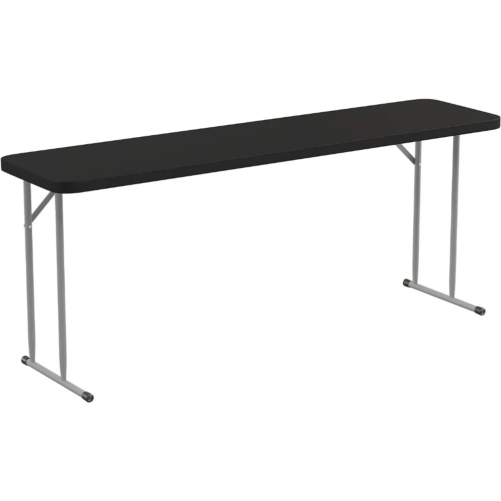 

6' Plastic Folding Training and Event Table, Rectangular Folding Training Table with 220-lb. Static Weight Capacity, Black