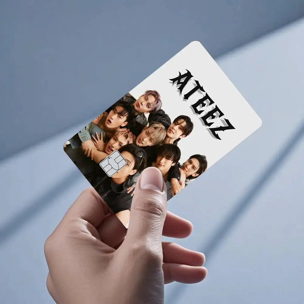 

A-ATEEZ Wooyoung 4pcs 1Set Laser Holographic Sticker Skin Cover for Credit Bank Debit Card